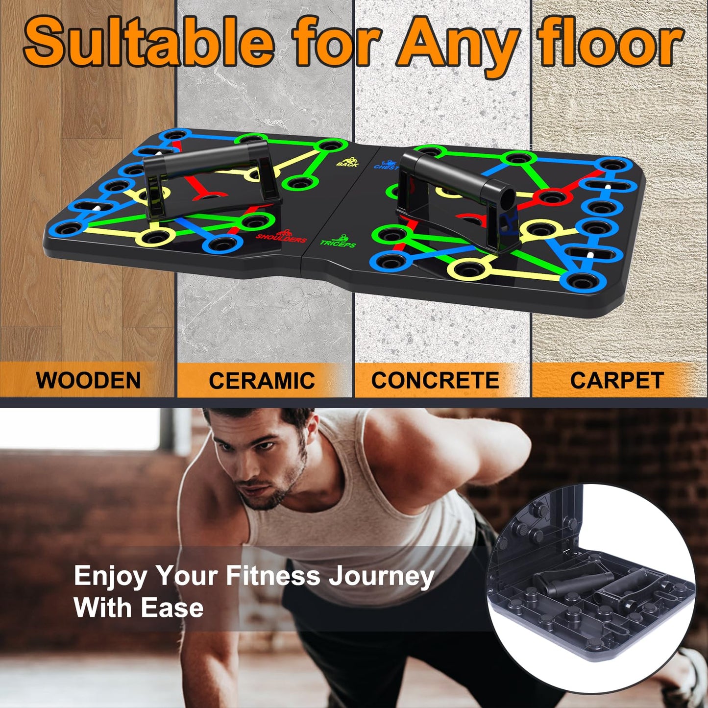 AERLANG Exral Large Push Up Board, Portable 30 in 2 Multi-functional Pushup Board for Strength Training, Workout Equipment for Push Up, Fat Burning Push Up Bar for Home Gym, Perfect Chest Workout Set for Men & Women