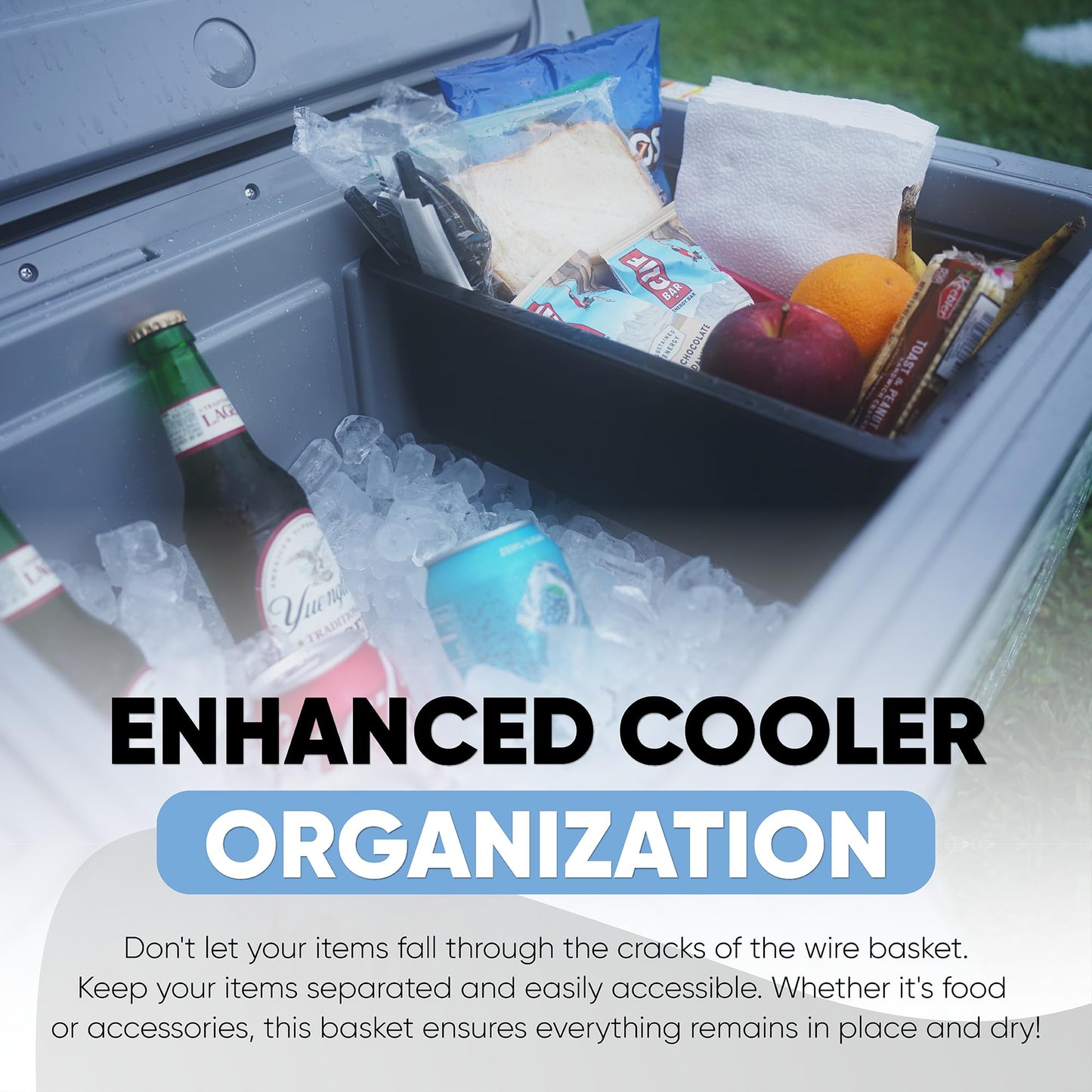 Jmoe USA Dry Basket for RTIC 52QT & 72QT Ultra-Light Cooler | BPA-Free Tough Plastic | Specially Designed, Durable, Food-Safe | Storage Tray for Electronics, Utensils, Dry Goods, and More | 1-Pack