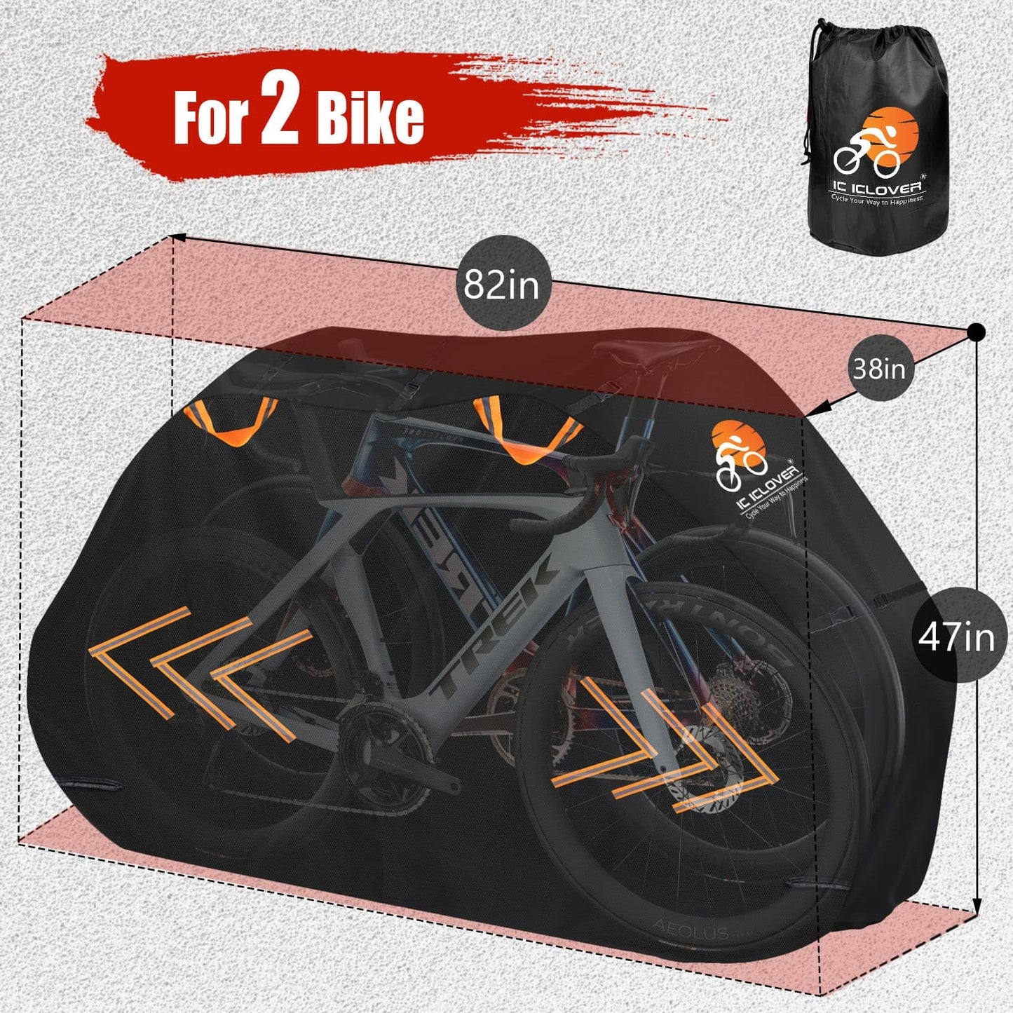 IC ICLOVER Bike Cover for Transport on Rack, Bicycle Covers for 2 Bikes on Rear Bike Rack, 600D Outdoor Storage Bike Travel Cover on Hitch, Waterproof Bike Rack Covers for 2 Bikes on Car Bike Rack
