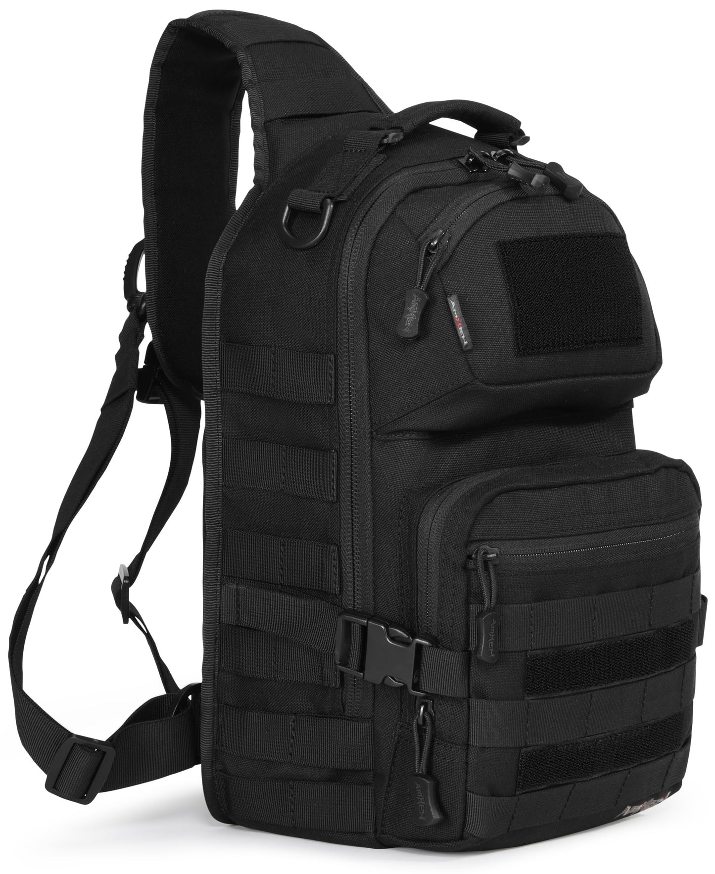 AMHEH Military Tactical Crossbody Sling Bag One Strap Backpack 15L Black | Fit 12 Inch Laptop, Molle, Travel, Hiking, Daily Use