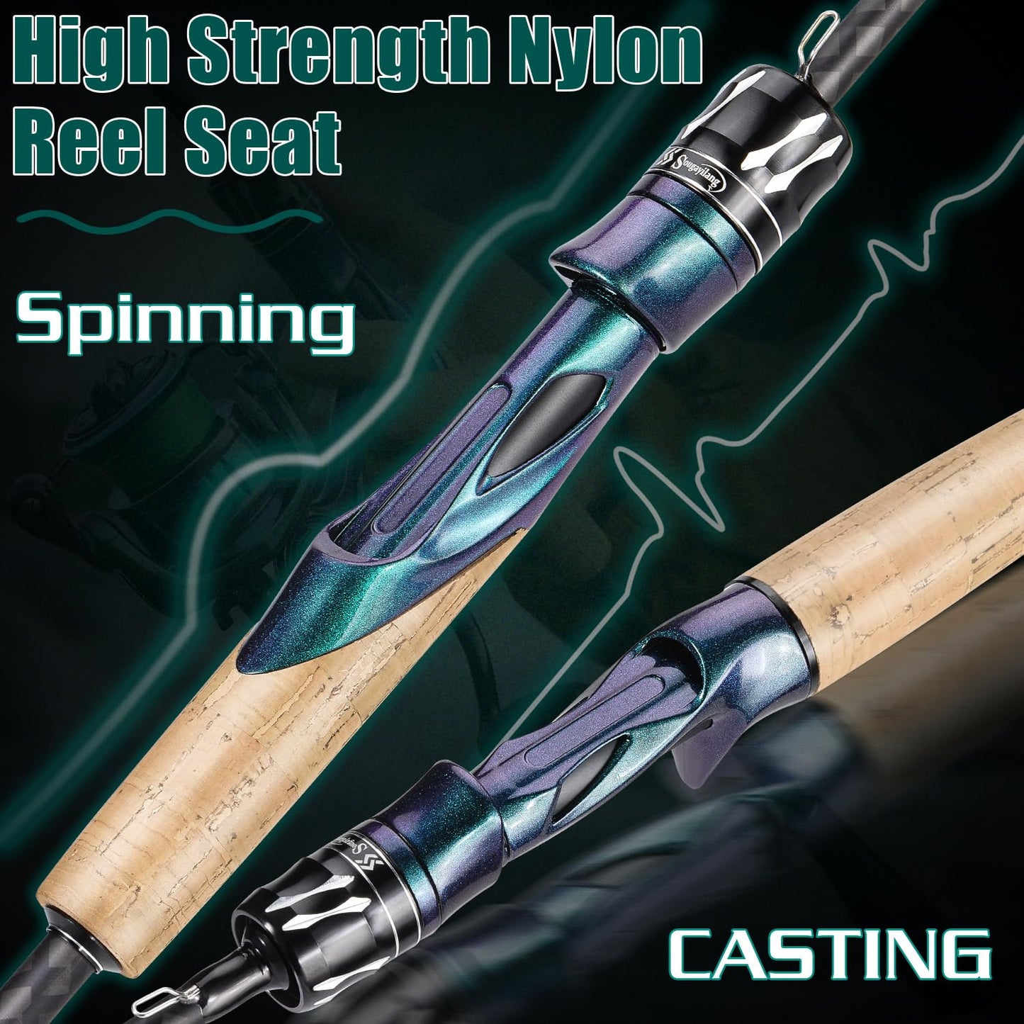 Souagyilang Chameleon Paint Spinning Fishing Rod Reel Combo,2-Section 5.9Ft Light Weight Spinner Rod with Powerful Fishing Gear for Freshwater Saltwater Present for Anglers
