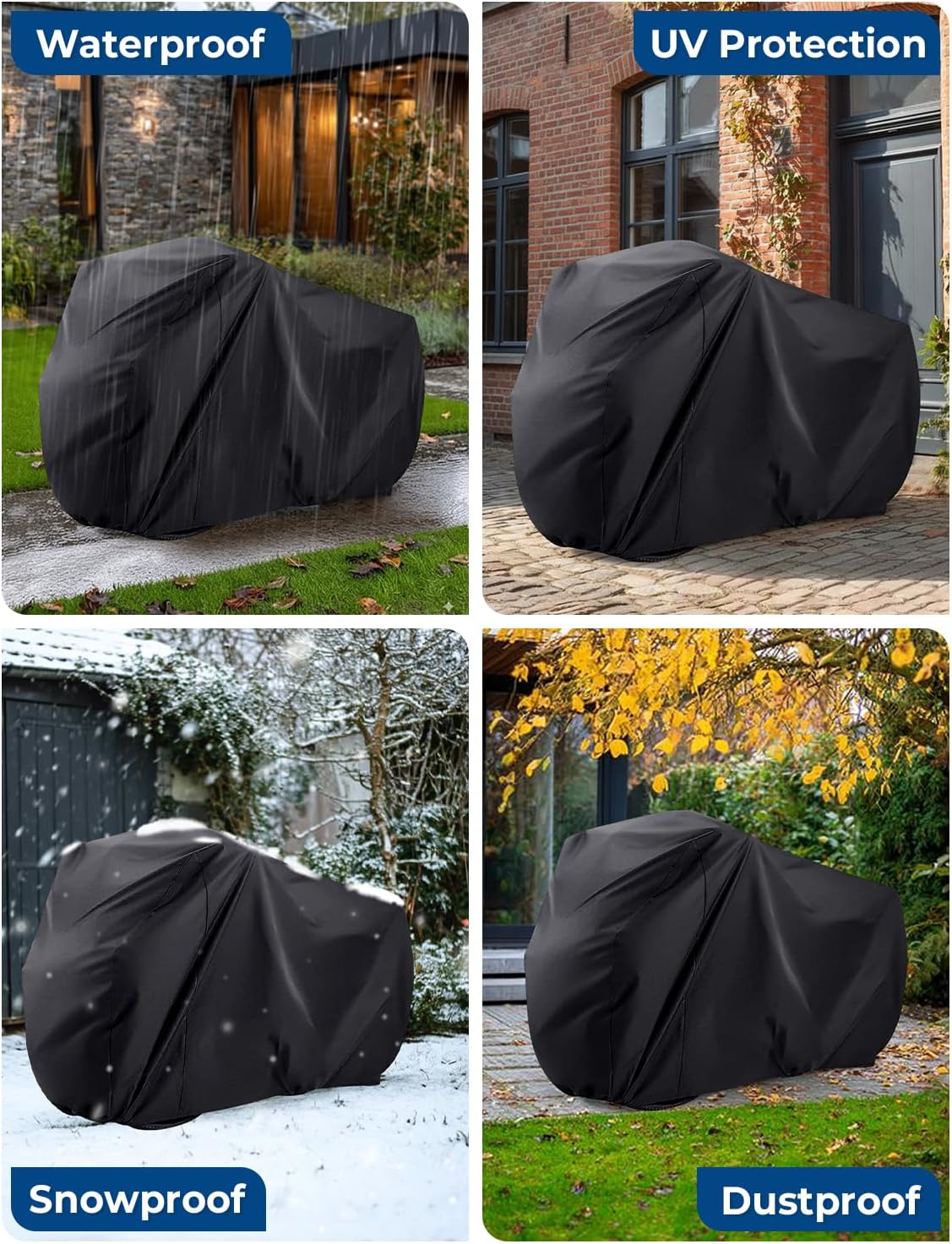 Viaky Bicycle Cover for Two Bikes, Mountain Road Bike Rain Cover with Lock Hole Outdoor Waterproof and Anti Dust Rain Sun UV Protection (Black)