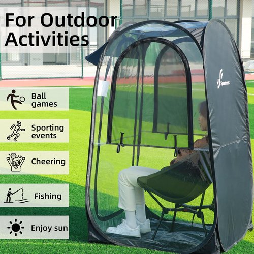 Sportneer Sports Tent: 1 Person Instant Shelter with Ultra Visibility for Cold Day - Lightweight Portable Pop Up Tent for Sports Event, Protection from Cold Wind and Rain, 37" Lx 37" W x 63.5" H