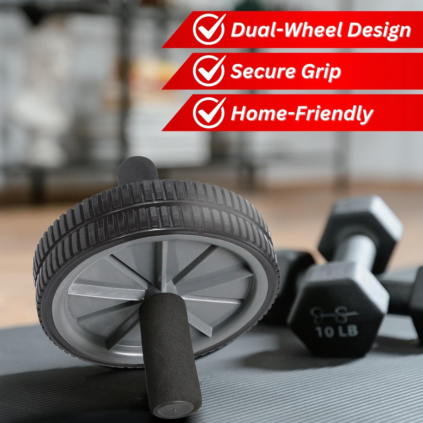 Ab Roller Wheel for Core Workout - Easy-Glide Fitness Equipment with Padded Handles for Abdominal Strength Training