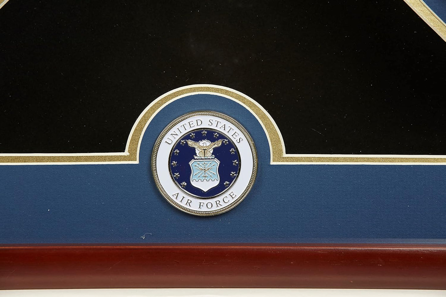 US Flag Display Case with Air Force Medallion Crafted from Premium Quality Materials - Made in USA