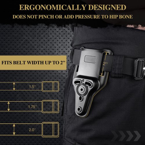 WARRIORLAND Mid-Ride Cantable Universal 2" Belt Loop (CUBL), Attachment for Duty Holster Belt, Adapter Fits 3-Hole Pattern Holsters- Black