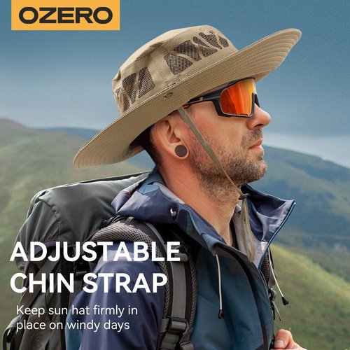 OZERO Beach Bucket Hats for Men: Sun Visor Breathable Foldable Cap with Wide Brim UV Protection for Summer Hiking Fish Fishing Dark Blue