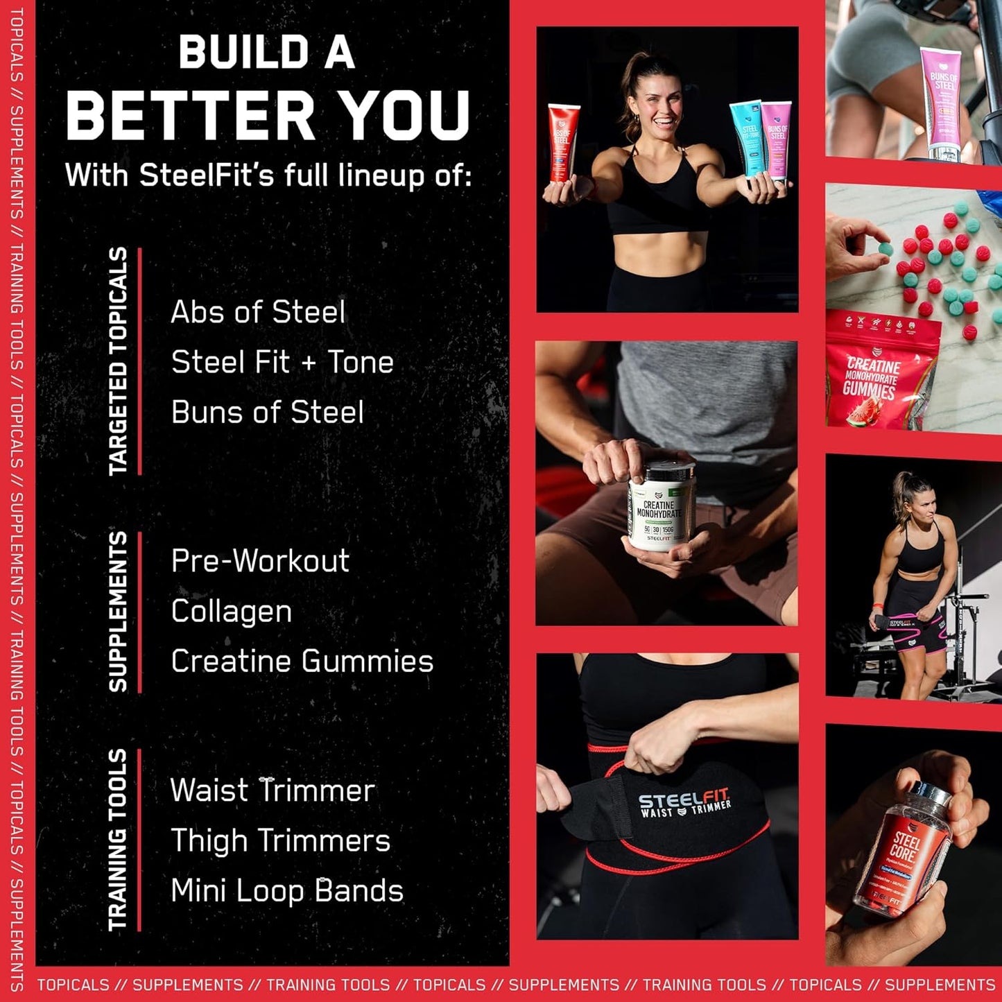 SteelFit Waist Trimmer Belt for Women & Men - Moisture-Resistant Neoprene Waist Trainer - Adjustable Sweat Band Shaper for Stomach & Belly Fat - Fitness, Gym & Exercise Accessories for Working Out
