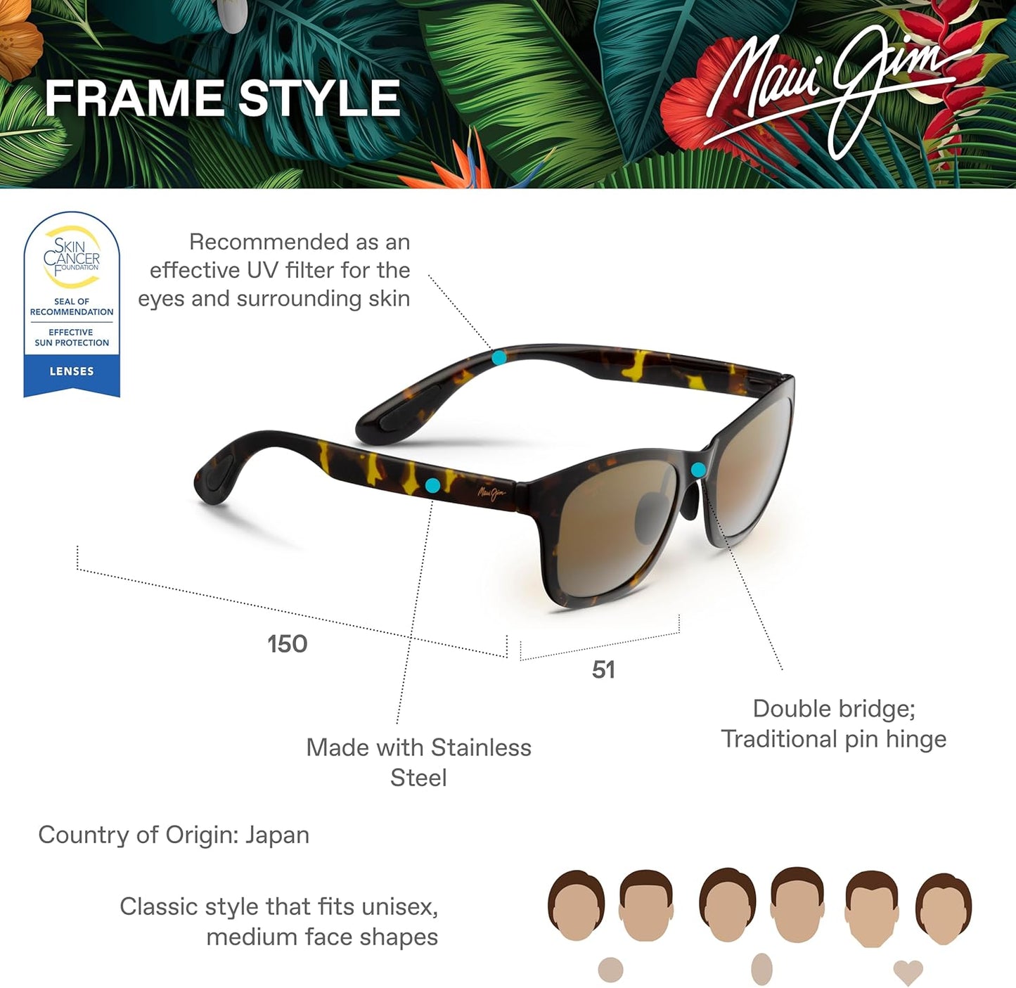 Polarized Maui Jim Hana Bay Sunglasses for Men & Women - Classic Style
