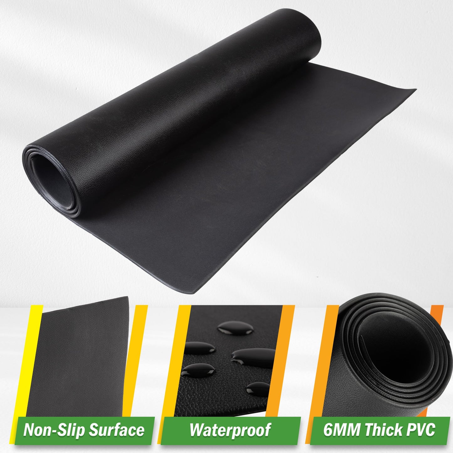Exercise Bike Mat - 30x60in Non-Slip Waterproof Indoor Cycle or Treadmill Pad - Multipurpose Noise-Reducing Workout Mat by Wakeman,Black