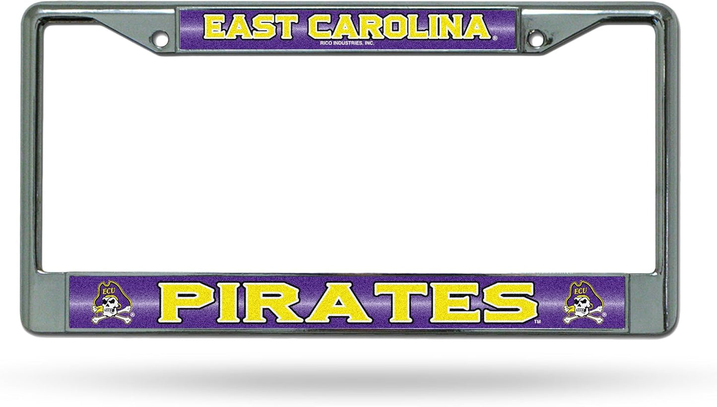 Rico Industries NCAA 12" x 6" Silver Bling Chrome Car/Truck/SUV Auto Accessory