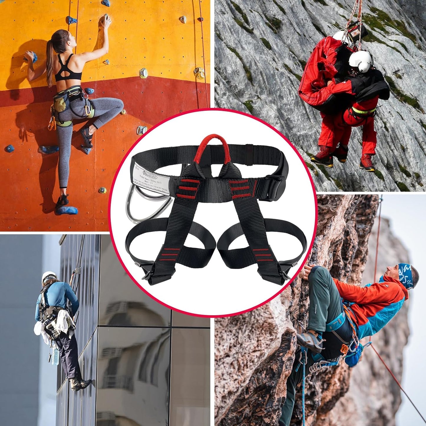 NewDoar Climbing Harness, Mountaineering Rock Climbing Harness, Half Body Harness for Rappelling Fire Rescuing Tree Climbing