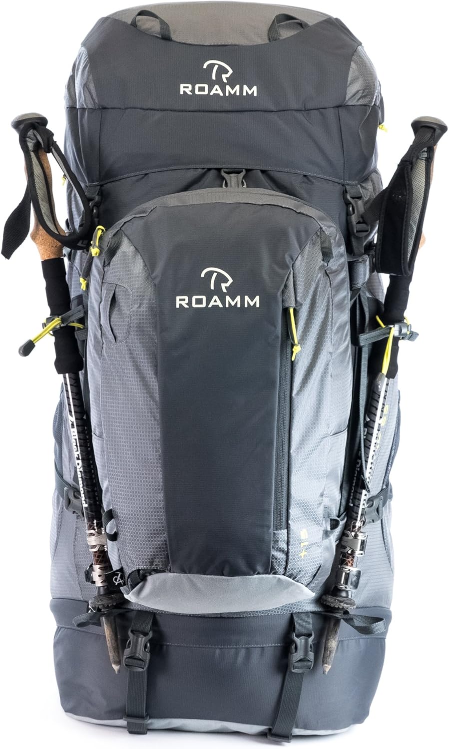 Nomad 65 +15 Backpack - 80L Liter Internal Frame Pack with Detachable Daypack - Best Bag for Camping, Hiking, Backpacking, and Travel - Men and Women, Grey