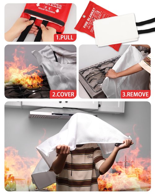 Emergency Fire Blanket - Premium Fire Suppression Blanket for Kitchen, 40' x 40'