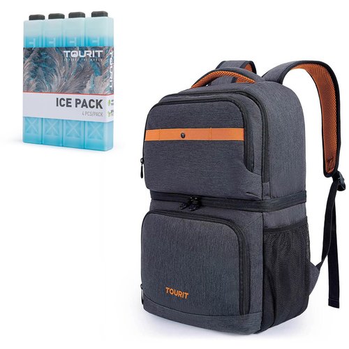 TOURIT Backpack Cooler with Double Decks with Reusable Ice Packs for Coolers Long Lasting