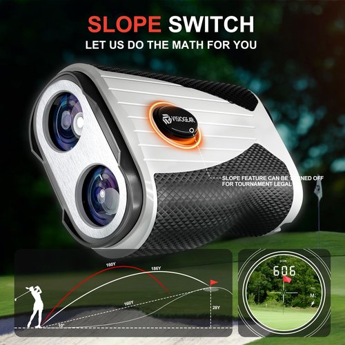 VISIOGEAR Golf Rangefinder with Slope, 1200 Yards Laser Range Finder for Golfer, 7X Magnification Range Finder Rechargeable Golf Accessories for Men, Flag Pole Locking Vibration, White & Black