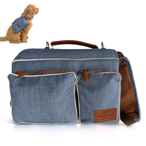 Snickany & Co. Dog Backpack Harness for Medium & Large Dogs, Heavy Duty Tactical Pet Backpack for Dogs with 4 Large Pockets for Hiking Walking Training Running, Blue
