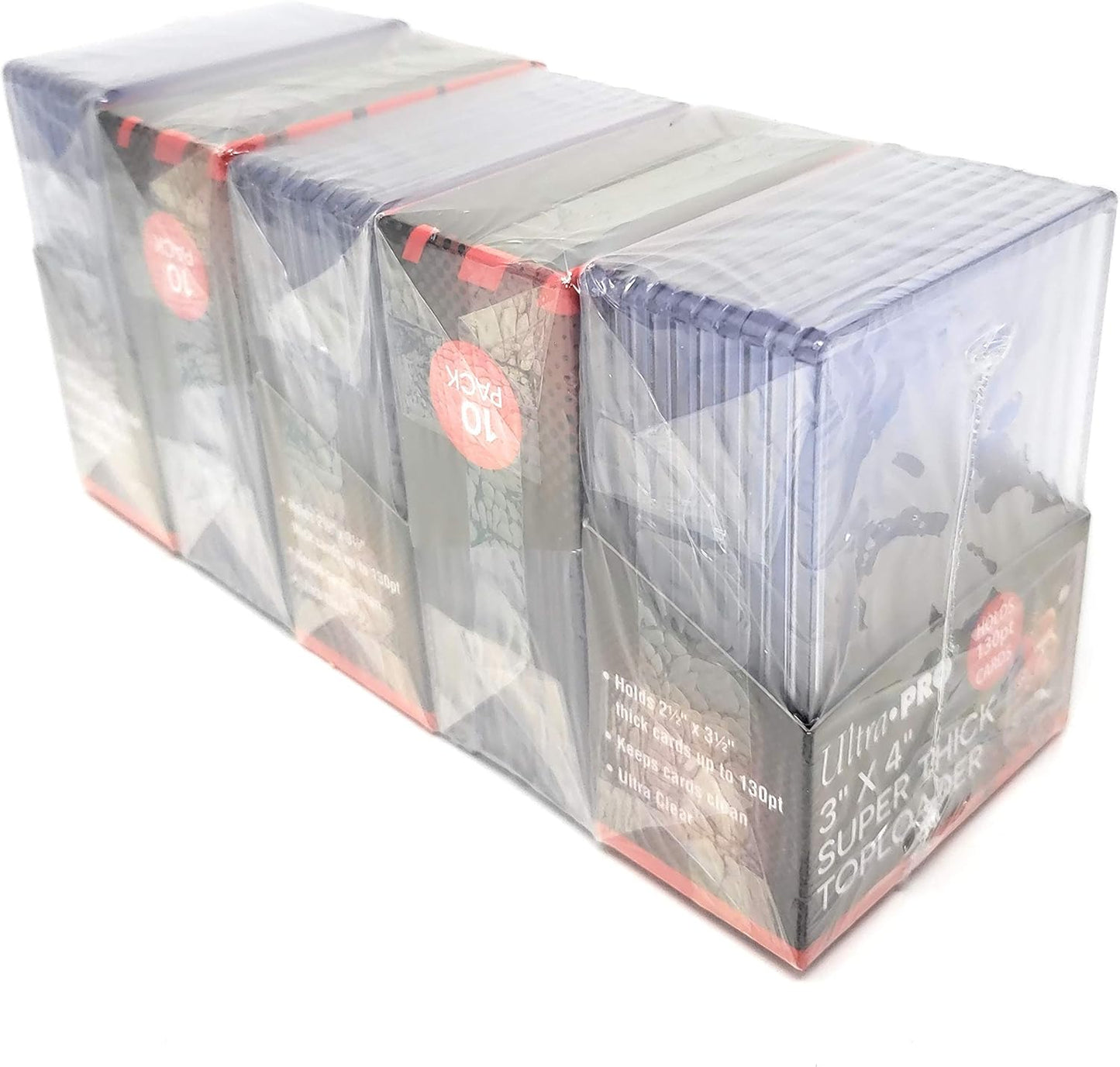 Ultra Pro 5 130pt Toploader Packs - 50 Thick Card Protectors for Baseball, Basketball, Football & Hockey