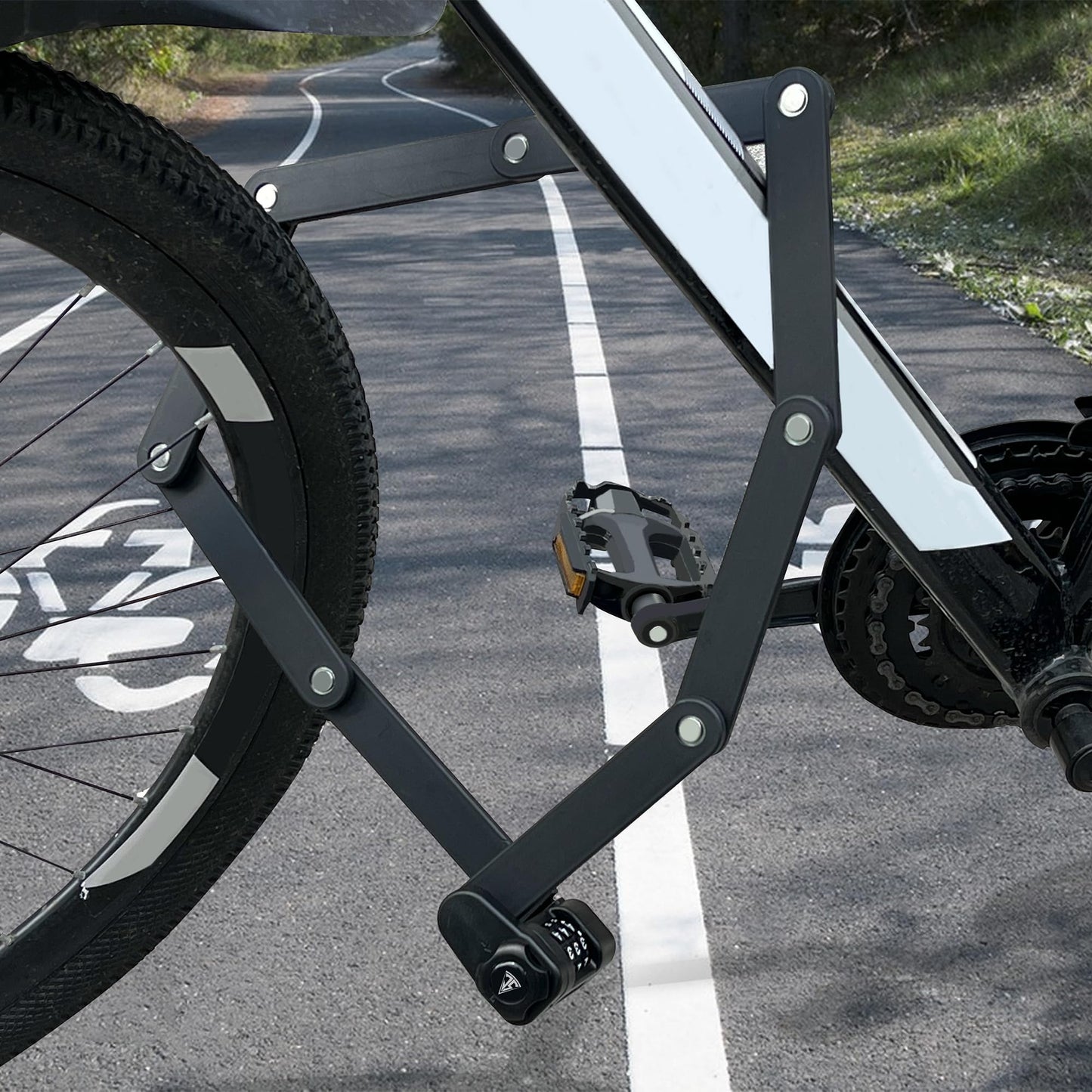 JAGASOL Heavy Duty Anti-Theft Folding Bike Lock, Combination Fold Chain Lock for Bicycle Scooter Motorcycle, 0.8 Inches Wide 0.3 Inches Thick Alloy Steel, Anti-Pinch, Anti-Crush, Anti-Saw, 110 cm