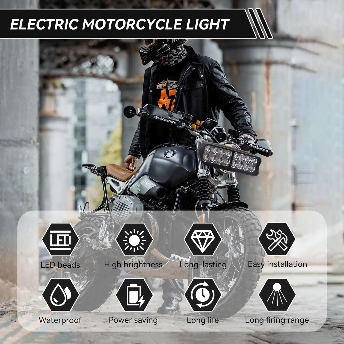 Frdhee Motorcycle LED Light, Universal High Brightness 12V-80V Electric Tricycle LED Light Headlights Conversion Light for Motorcycle, Electric Bike, Tricycle(16LED)