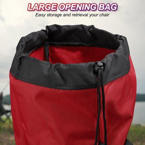 PATIKIL 47 Inch Camp Chair Replacement Bag, Foldable Camping Chair Bag 900D Oxford Large Mouth Carry Bag with Adjustable Shoulder Strap & Side Pocket for Outdoor Camping, Red