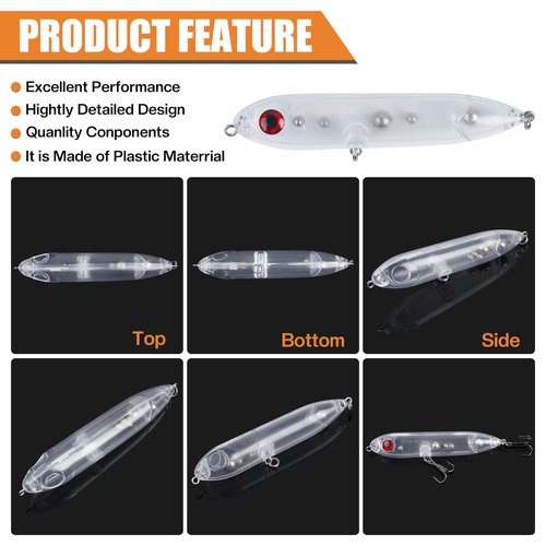 Catfish Rattling Line Float Lure for Catfishing Catfish Spook Rattle/Floats Dragon Style Peg Floats for Santee Rig Fishing 10/20 Pack Clear Unpainted Blank