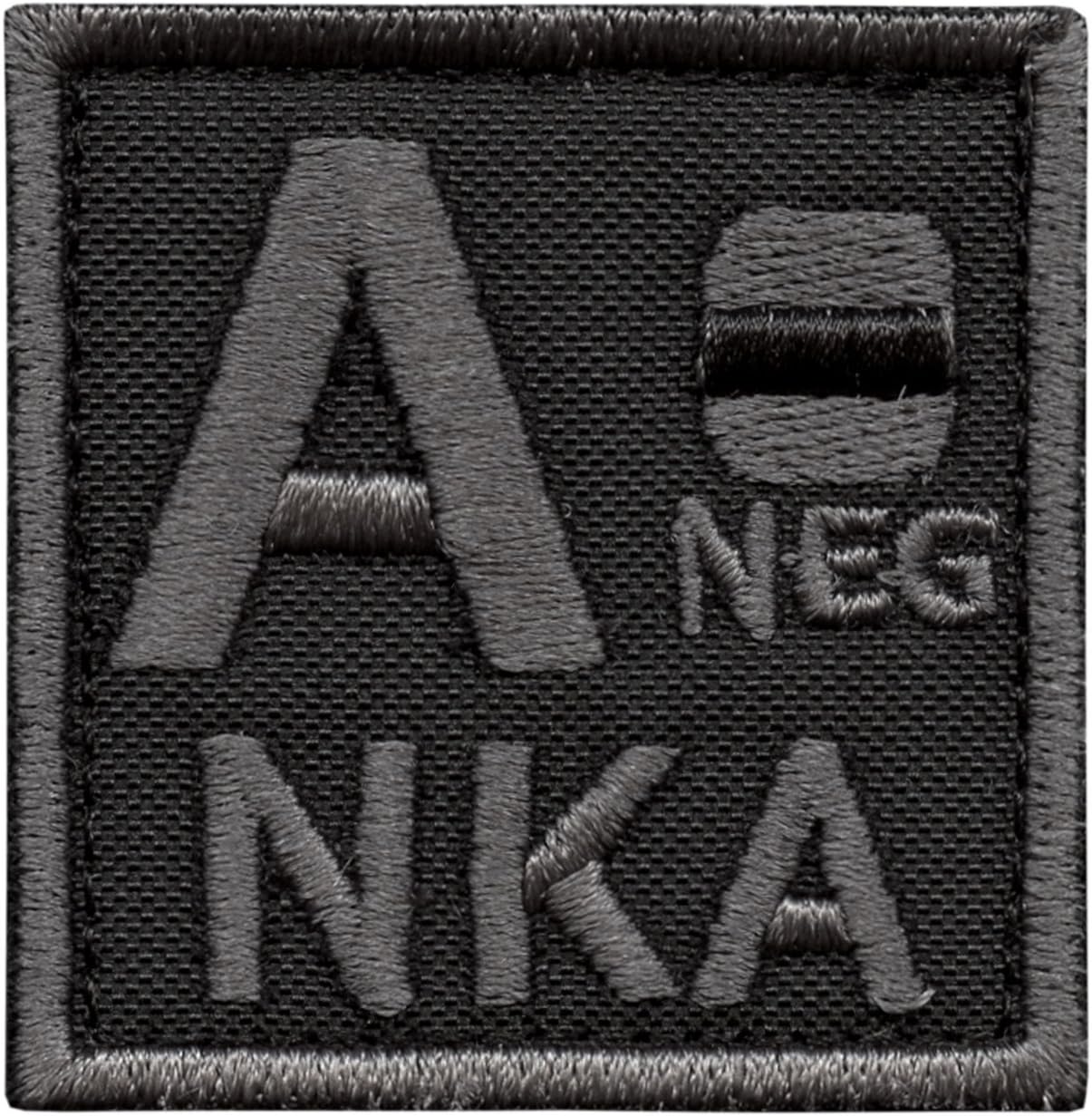 A NEG A- NKA Blood Type ACU Morale Tactical Army Embroidery Fastener Patch (Black Subdued)