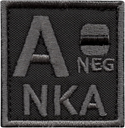 A NEG A- NKA Blood Type ACU Morale Tactical Army Embroidery Fastener Patch (Black Subdued)