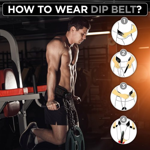 WYOX Dip Belt for Weightlifting – Weight Belt with Chain for Pullups, Gym Lifting Belt for Powerlifting, Squats, Bodybuilding, Heavy Duty Steel, and Workout Belt with Comfortable Neoprene Support