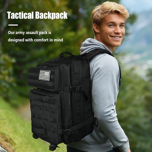 Saboos Military Tactical Backpack for Men 45L Molle Army 3 Days Assault Pack Bug Out Bag Water Resistant