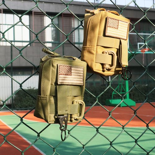 Tskijun Tactical Molle Pouch Compact EDC Bag Utility Tool Pouch Durable 600D Nylon Small Travel Bag Molle Accessories Organizer for Outdoor Activity (Army Green(1pack))