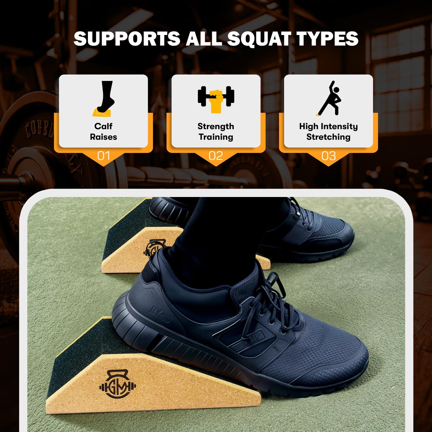 GENMERCH Cork Squat Wedge 2PCS | Squat Wedges for Weightlifting | Anti-slip Enhanced Grip Surface | Squat Wedge Calf Raise Yoga Block