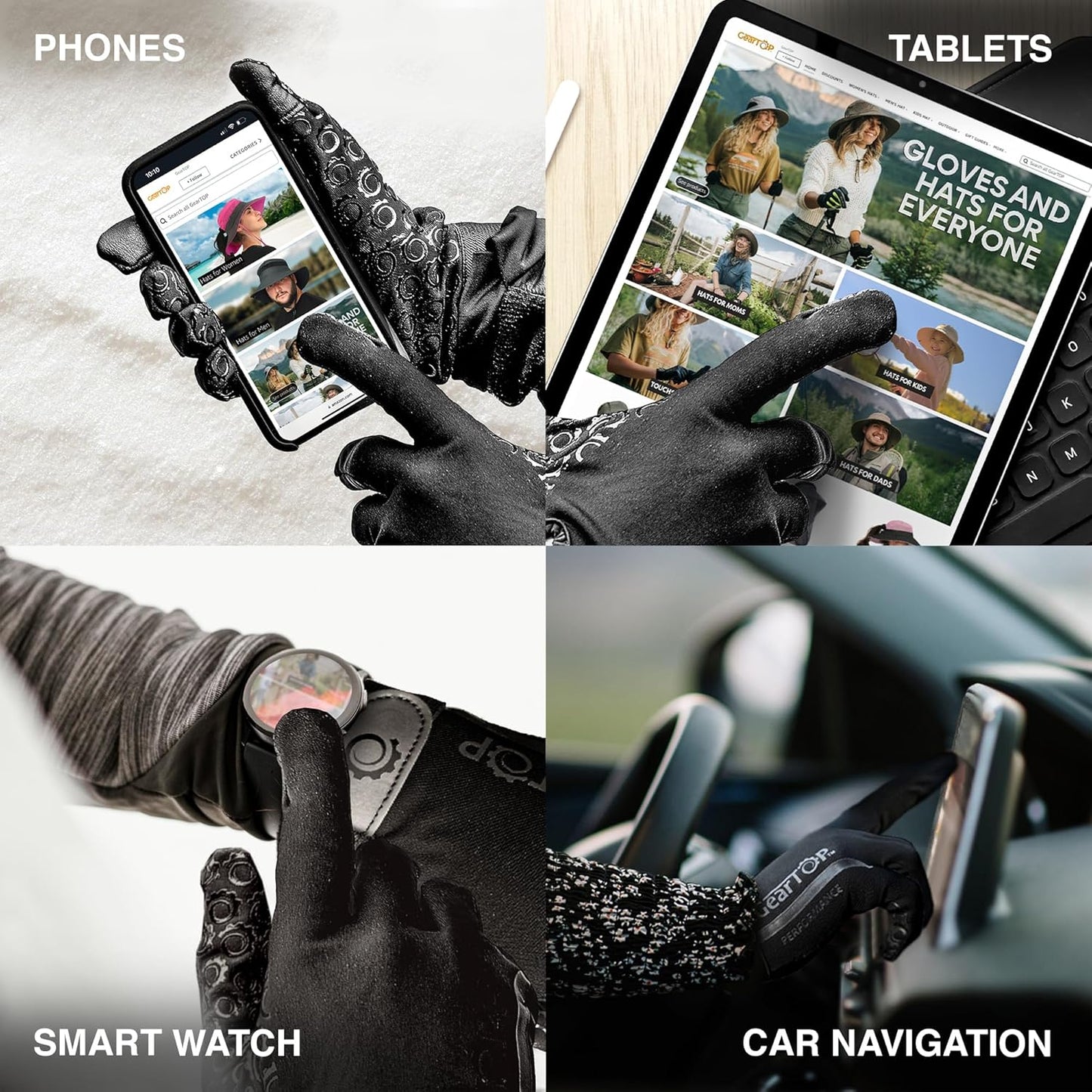 GearTOP Football Gloves for Men & Women for Cold Weather, Touchscreen Winter Gloves Men Running Gear, Warm Glove Liners for Hiking, Freezer Gloves