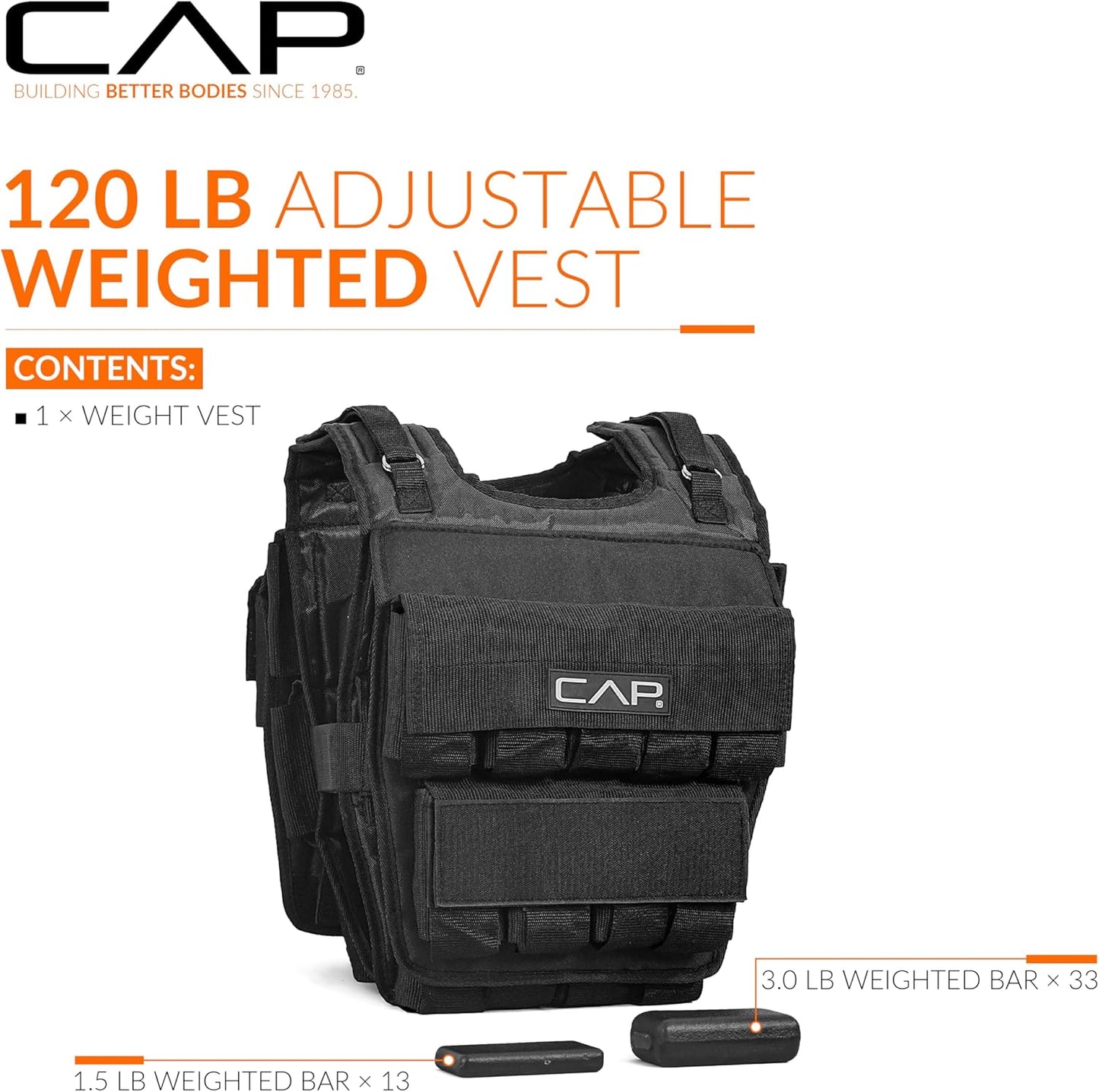 Adjustable Weighted Vest by CAP Barbell | Custom Fit for Enhanced Workouts