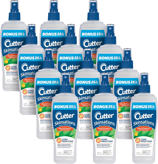 Cutter Skinsations Insect Repellent, Repels Mosquitos, Ticks, Gnats, Fleas, 7% DEET, 2 pack, 6 fl Ounce (Pump Spray)
