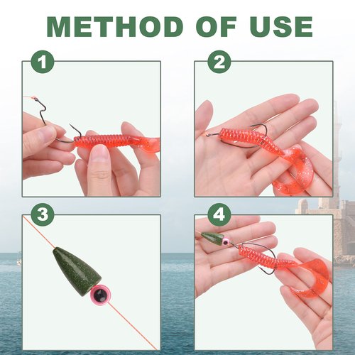 Bullet Fishing Weights Sinkers Kit, 68pcs Painted Worm Weights Fishing Sinkers Texas Rig Weights Slip Sinkers Assorted Set for Bass Fishing Saltwater Freshwater