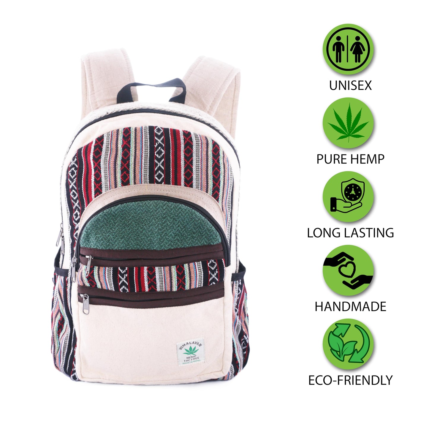 Anitya Hemp Backpack, Multi-Functional Pockets, Eco-Friendly, Unisex, Hiking Daypack, Durable Rucksack (AHLB08)