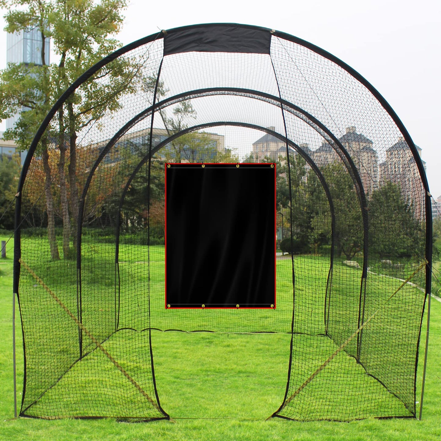 Sharellon 6x8FT Baseball Batting Cage Backstop – Silver Reflective Edge Vinyl Backdrop | Pitcher Training Aid & Hitting Target for Baseball/Softball Players