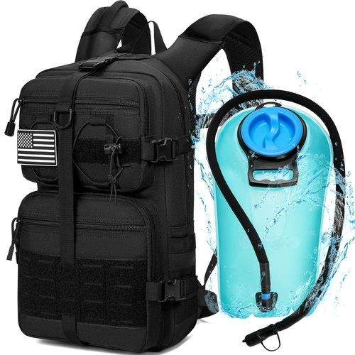 1050D Tactical Hydration Backpack with 3L TPU Water Bladder, Military Molle Water Backpack Perfect for Men & Women, Hydration Pack for Hiking, Biking, Running, Climbing, Hunting, Daily Use