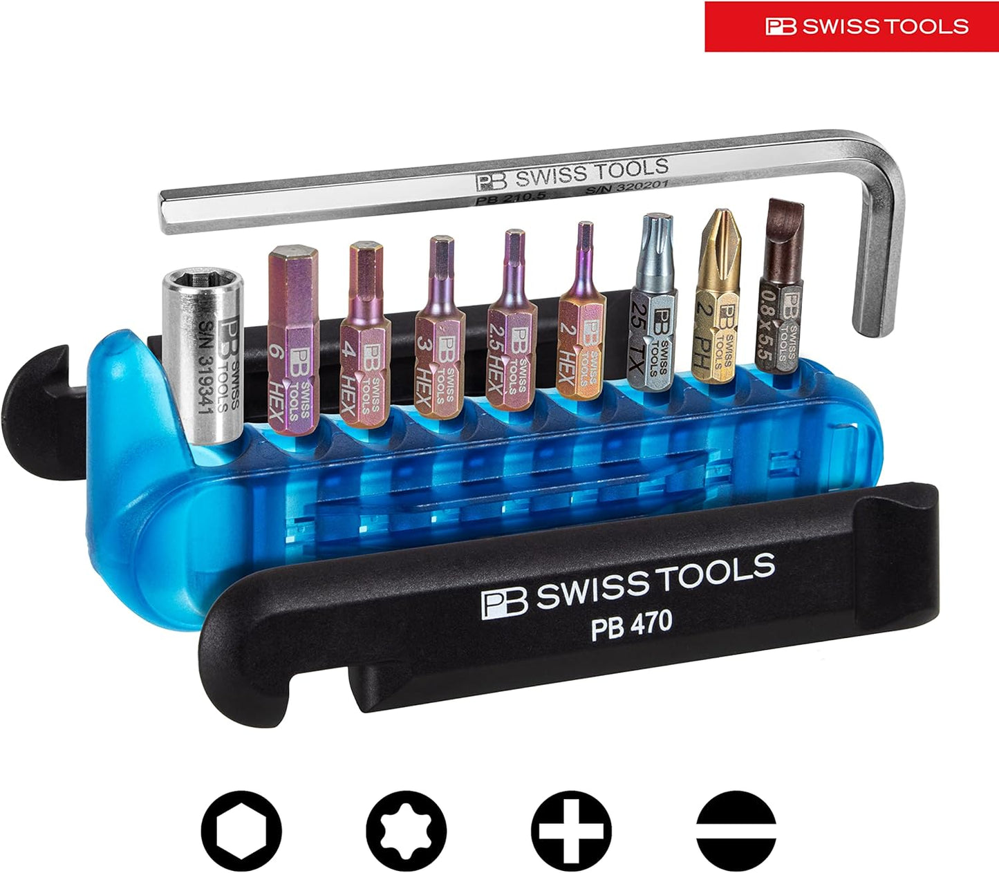 PB Swiss Tools Bike Multitool PB 470 | 100% Swiss Made | Pocket Tool with Bits, Allen Key, Steel Adapter, Tire Lever for Mountain and Road Bike, Bicycle, E-Bike (Green)