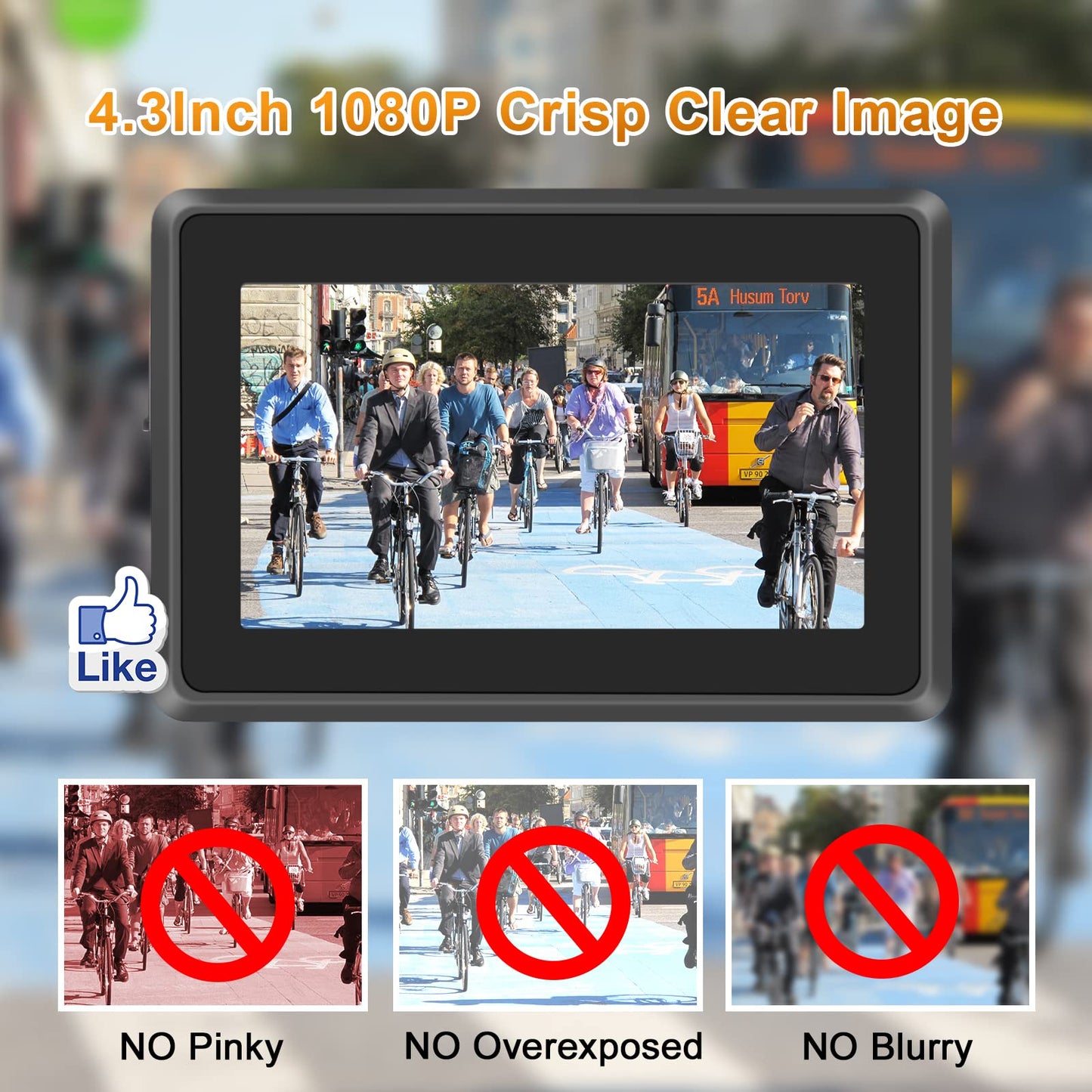 ATOVANKA Bike Mirror Camera with 115°Wide Angle, 4.3" HD 1080P Monitor Bike Rear View Mirror, Night Vision Bike Camera for Handlebars, Adjustable Bicycle Mirror for E-Bike,Mountain, Road Bike