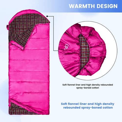 CPJCMP 0 Degree Sleeping Bag|100% Cotton Flannel XXL for Adults|Big and Tall Cold Weather Winter Zero Degree Camping,Free Compression Sack
