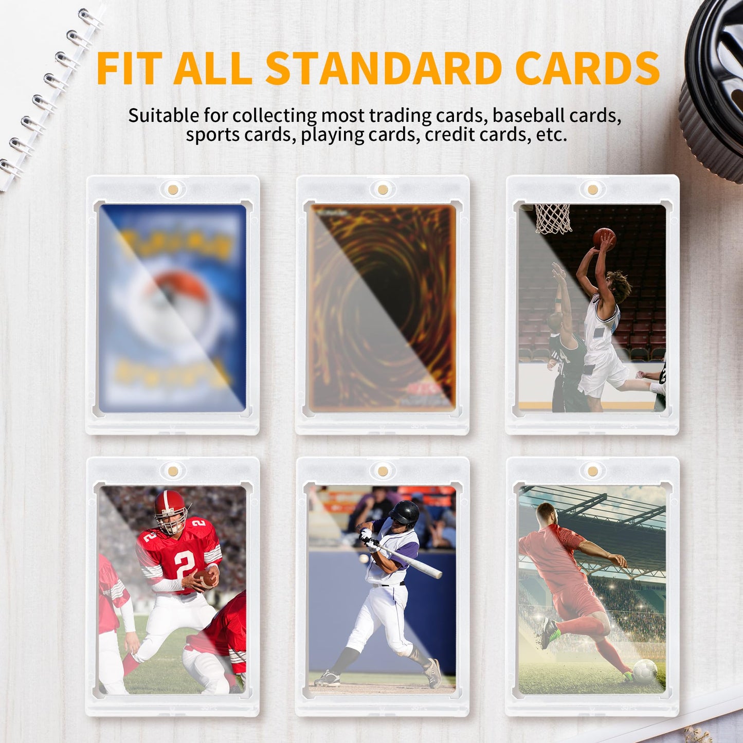 8 Pack - Magnetic Card Holder, 35PT Magnetic Trading Card Holder, Baseball Card Holders, Hard Acrylic Card Cases, Card Protector for Game Baseball Football Soccer Sports Cards, Fit for Standard Card