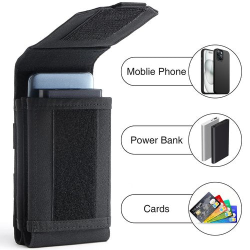 Urvoix Dual Cell Phone Holster, Belt Phone Pouch, Molle Phone Holder Belt Case for iPhone 16 Pro Max/iPhone 15 14 13 12 Pro Max/iPhone 16 15 14 Plus, Tactical Accessories Bag for Outdoor Hiking