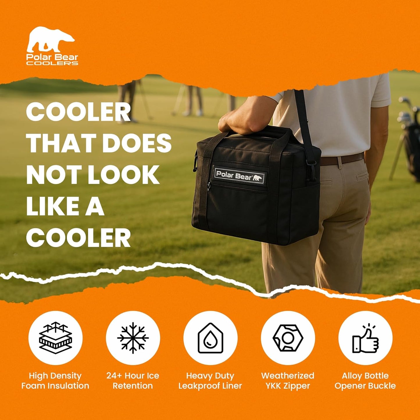 Polar Bear Coolers - Original Nylon Soft Cooler Bag - Insulated Leak Proof Beach Cooler Bag, Small Thermal Bags for Travel - Heavy Duty & Portable - Sweat Proof Picnic Carrier
