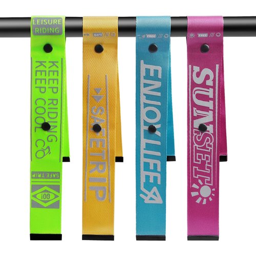 CYSKY 4 PCS Bicycle Riding Reflective Strap, Saddle/Handlebar/Frame Decoration Strap, Reflective Safety Warning Pendant for Night Riding (4 Pieces)