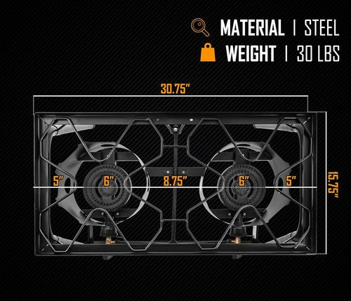 Concord Double Propane Burner - Outdoor 2-Burner Camping Stove for Cooking & Home Brewing
