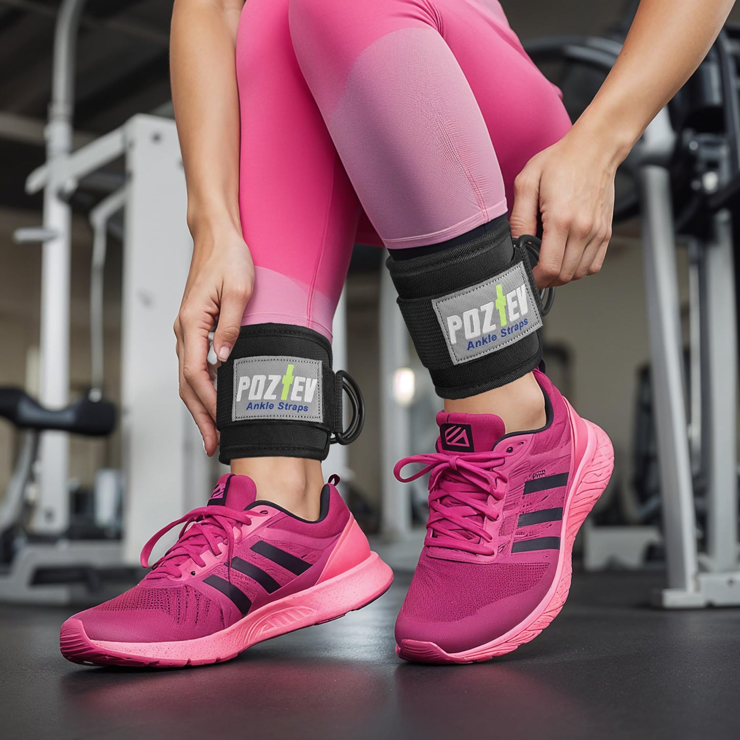 Ankle Straps for Cable Machine (PAIR) – Adjustable Padded Cuff Leg Straps Attachment, Ideal for Glute Workouts Leg Training Kickbacks Hip Abductors Booty Building & Lower Body Fitness (Black)