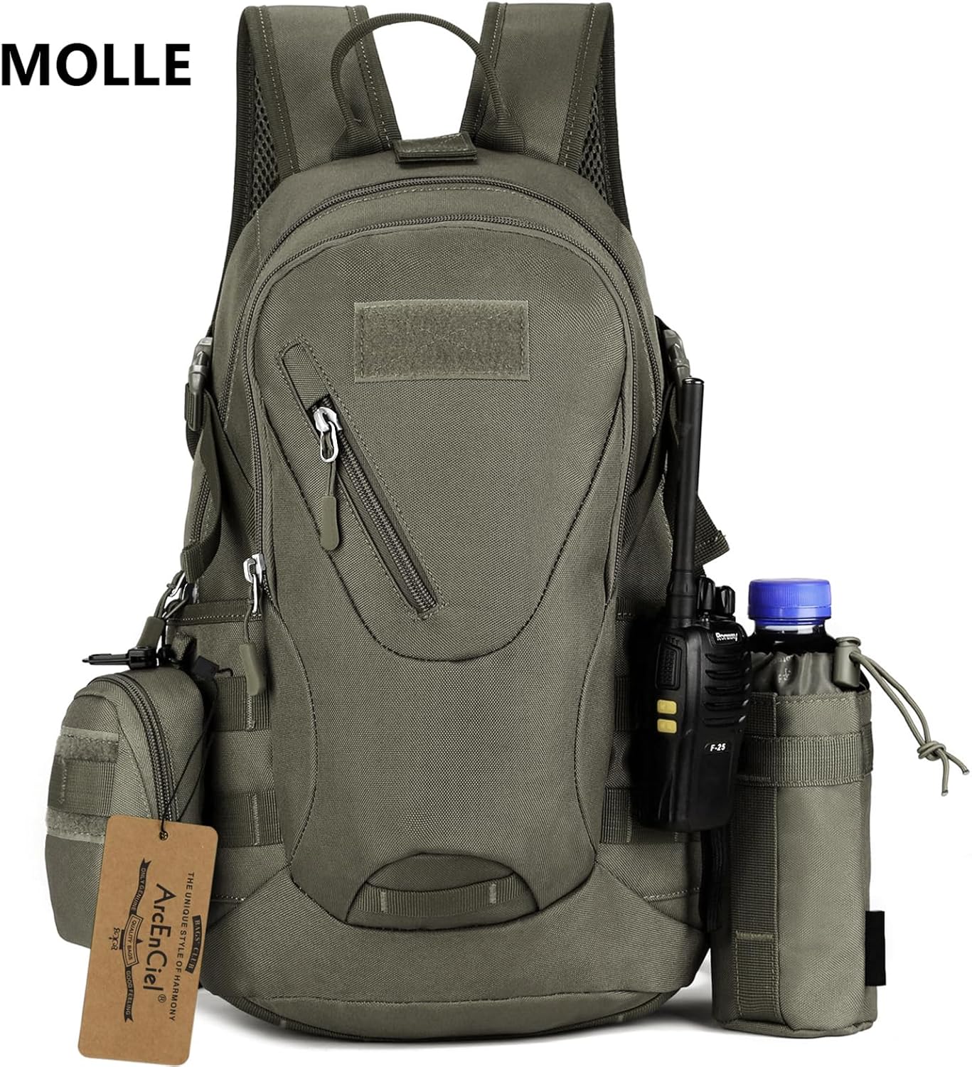 ArcEnCiel 15L Motorcycle Backpack Tactical Bag Rucksacks for Outdoor Camping Trekking Hunting with Patch