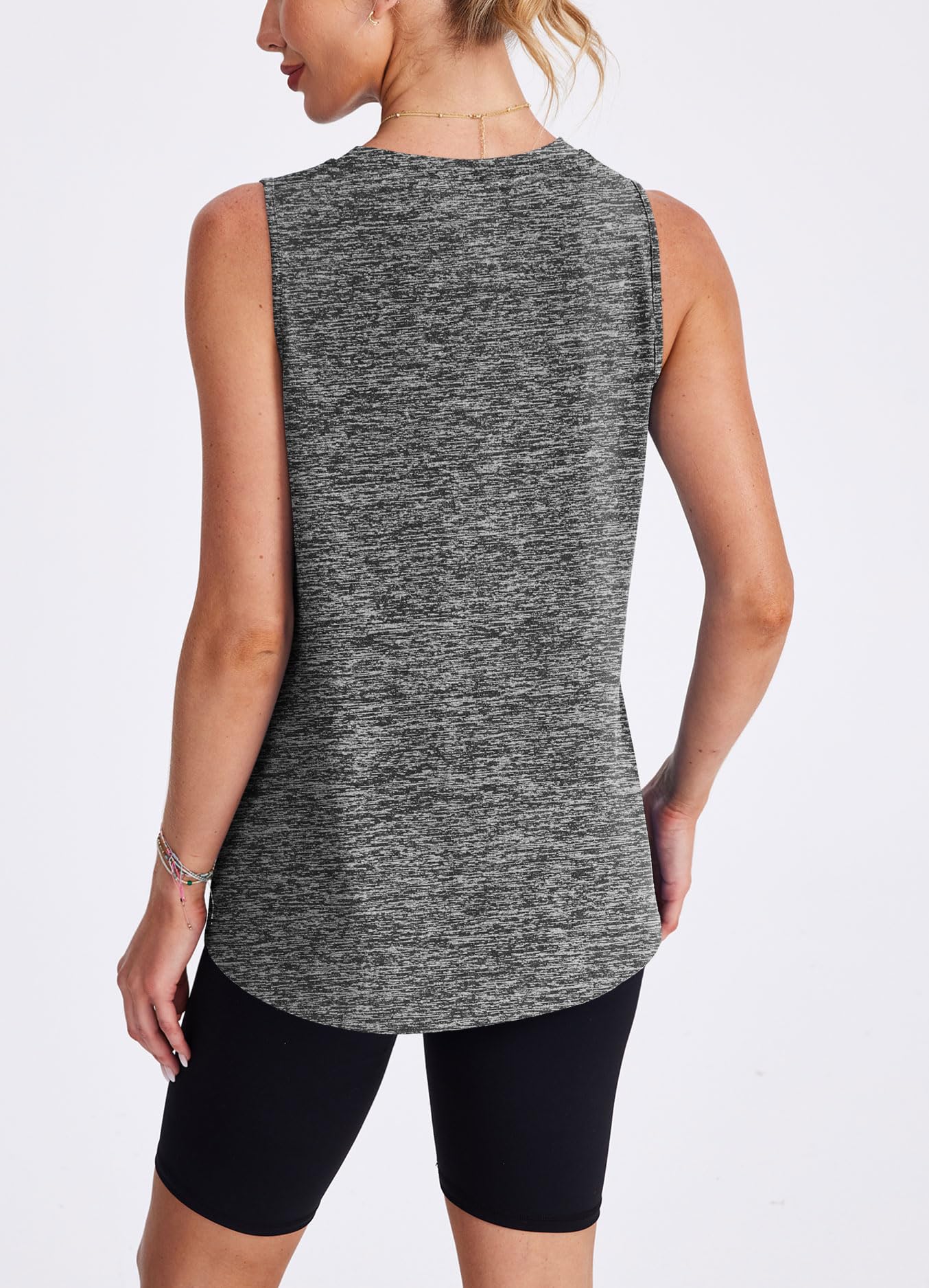 Beach Vacation Essentials Womens Workout Tops Tank Tops Yoga Shirts Athletic Running Sleeveless Gym Clothes Dark Grey L